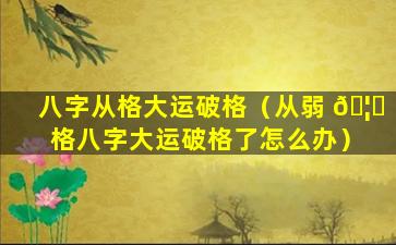 八字从格大运破格（从弱 🦊 格八字大运破格了怎么办）